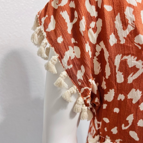 Andree Orange Leopard Print with Tassels Dress Size Large - Picture 5 of 10